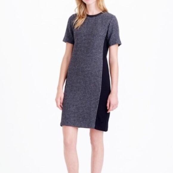 J. Crew Black Wool Houndstooth Side Panel Dress Size 4 - Picture 1 of 10
